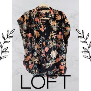 Buttoned Blue Floral Summer Blouse/Top | LOFT